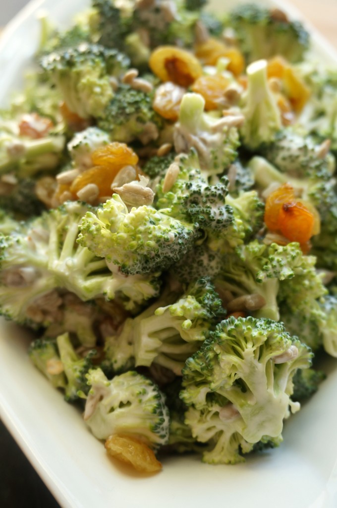 Broccoli Salad with Golden Raisins and Sunflower Seeds