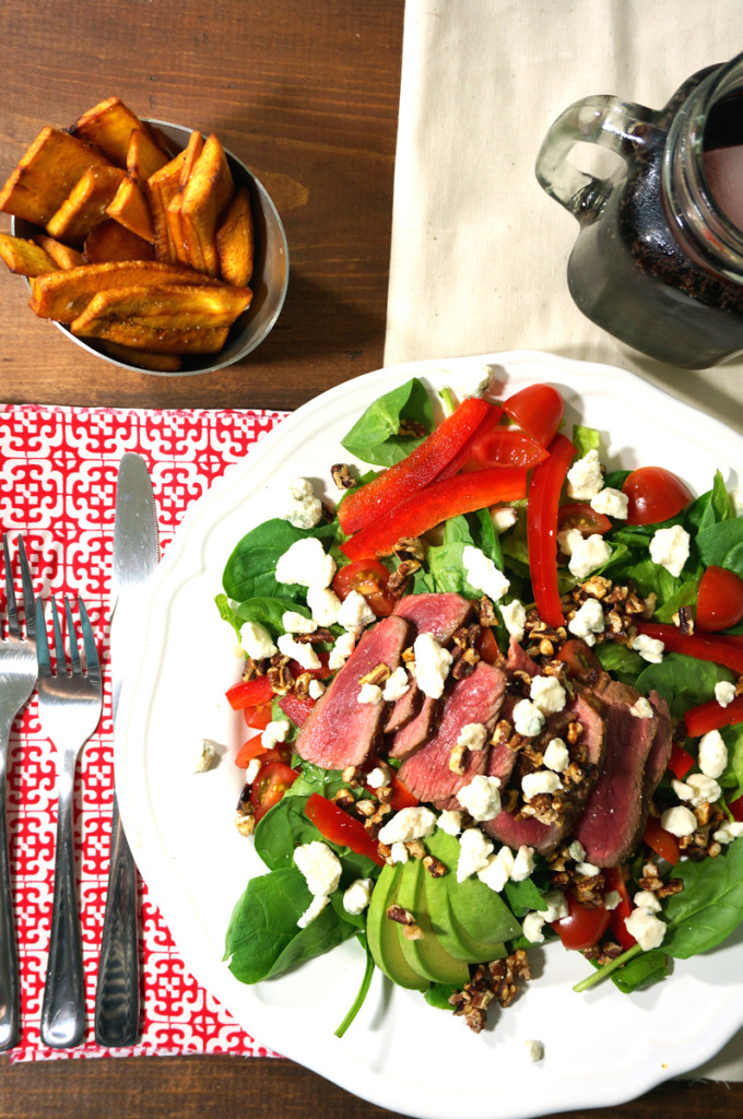 Seared Steak Salad with Crispy Plantain Chips