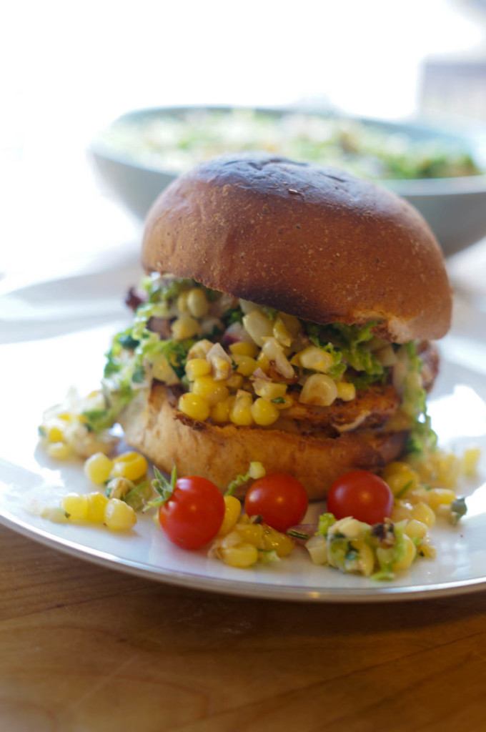 Chicken Sliders with a Charred Corn and Cabbage Slaw