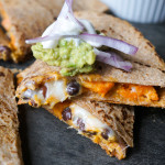Black Bean and Sweet Potato Quesadillas. Healthy vegetarian quesadillas jam packed with so much flavor!
