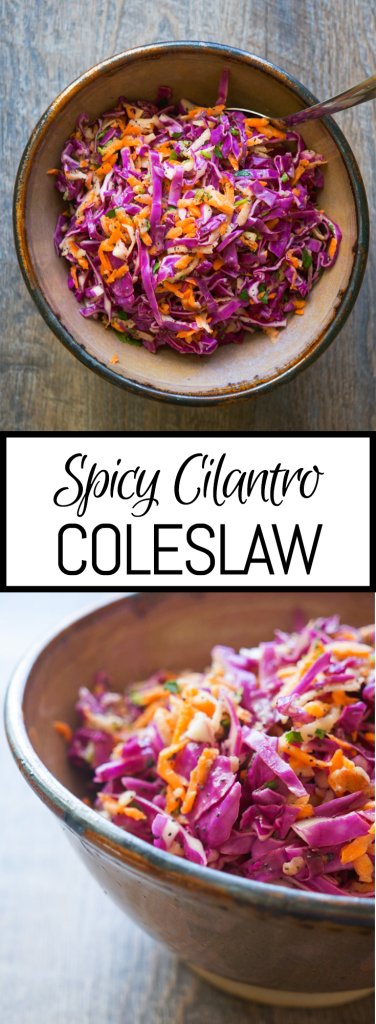 Spicy Cilantro Coleslaw. A quick and easy variation of classic coleslaw. |kitschencat.com|
