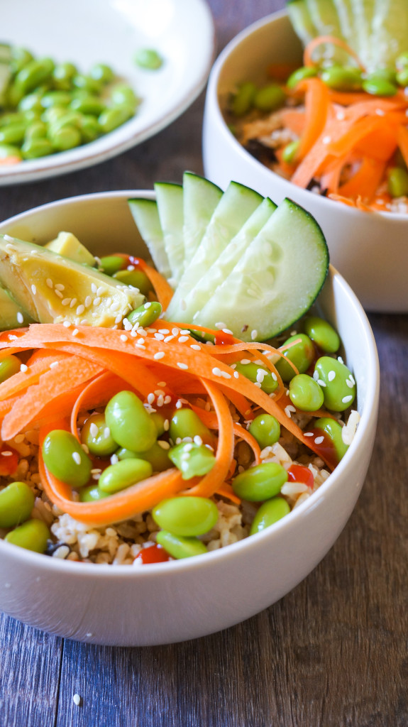 Sushi Inspired Rice Bowl. A quick, easy, and healthy lunch that everyone will love!