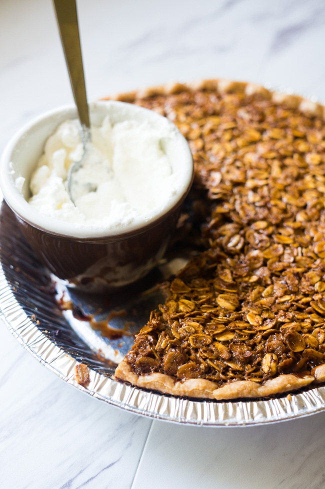 Black Bottom Oatmeal Pie. Referred to as "Poor man's pecan pie", this pie is an amazing combo of dark chocolate, nutty oatmeal, and a rich, gooey filling.