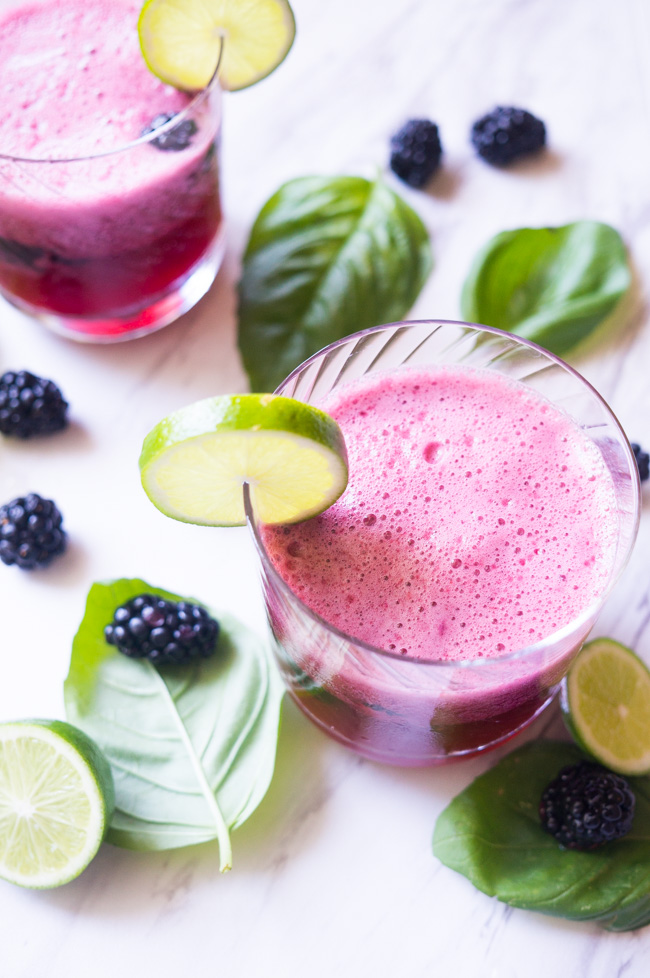 Blackberry Basil Spritzer. A refreshing mix of tonic water, lime, basil, and blackberries to kick off a relaxing weekend!