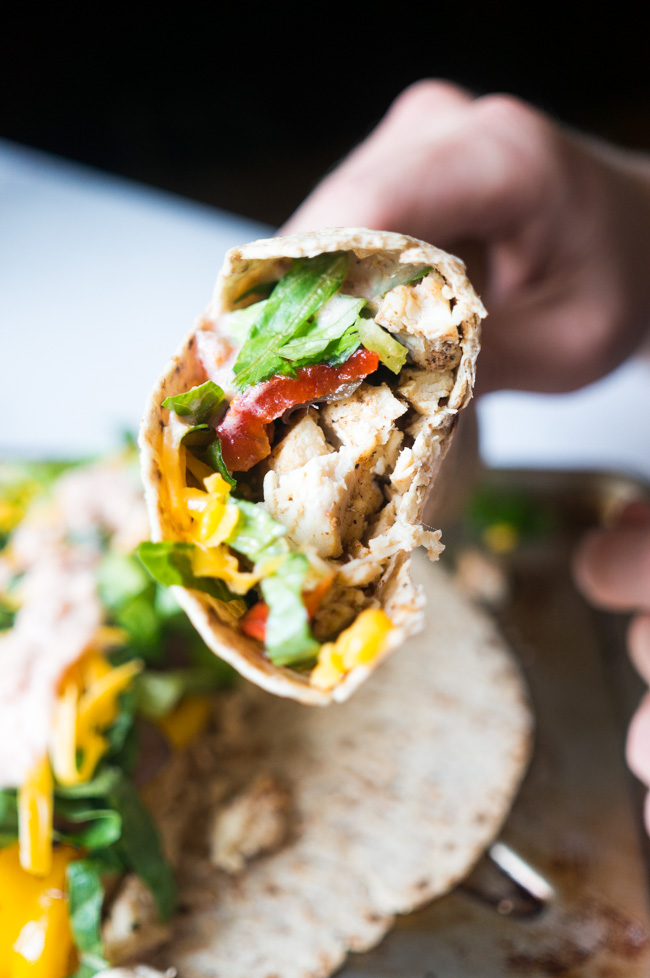 Chicken Fajitas with Charred Bell Peppers. A classic favorite of mine, chicken is pressure cooked in only 5 minutes, while bell peppers and onion are being charred on the grill, creating a deliciously charred and smokey flavor.