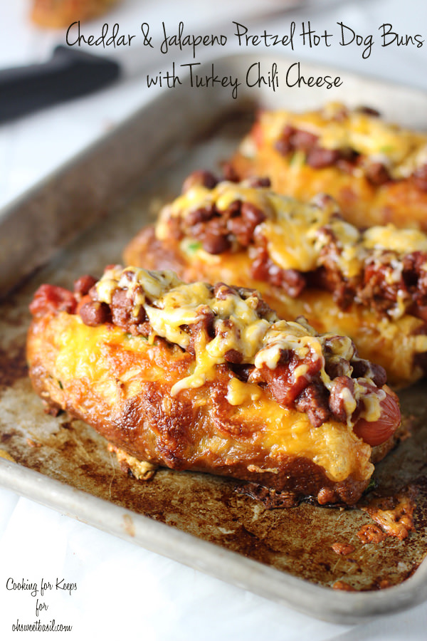 jalapeno-and-cheddar-pretzel-hot-dog-buns-with-turkey-chili-cheese-cover