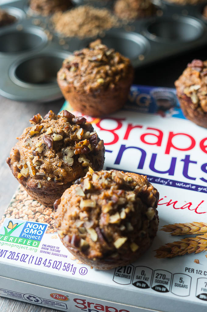 Morning Glory Grape-Nuts® Muffins. A breakfast muffin packed with so much healthy goodness - also, no sweetener except for a little bit of honey!!