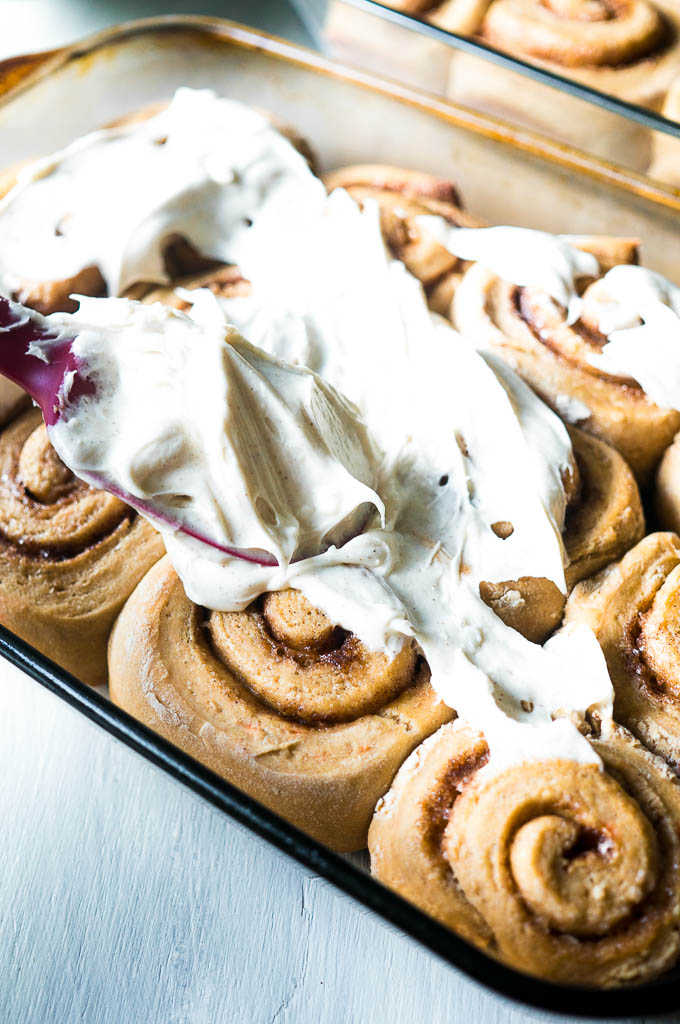 Carrot Cake Mix Cinnamon Rolls. I've been making these soft and fluffy cinnamon rolls for so long and they turn out perfect every time! Only 7 ingredients and a breeze to make!