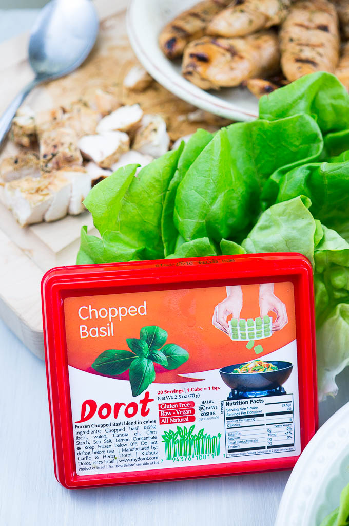 Asian Grilled Chicken Lettuce Wraps with Dorot combine my favorite summer foods - grilled chicken, basil, and lots of raw veggies!