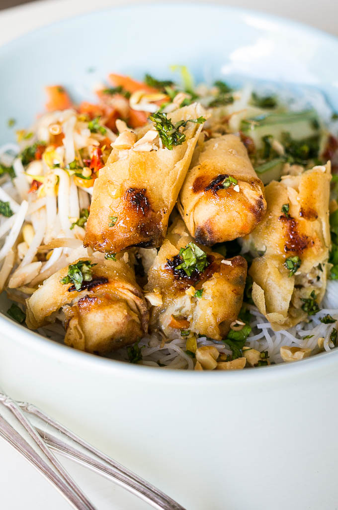 Modeled after a Vietnamese Egg Roll Noodle Salad salad from my favorite little restaurant in Minneapolis, this is the ultimate make-in, take-out dish!