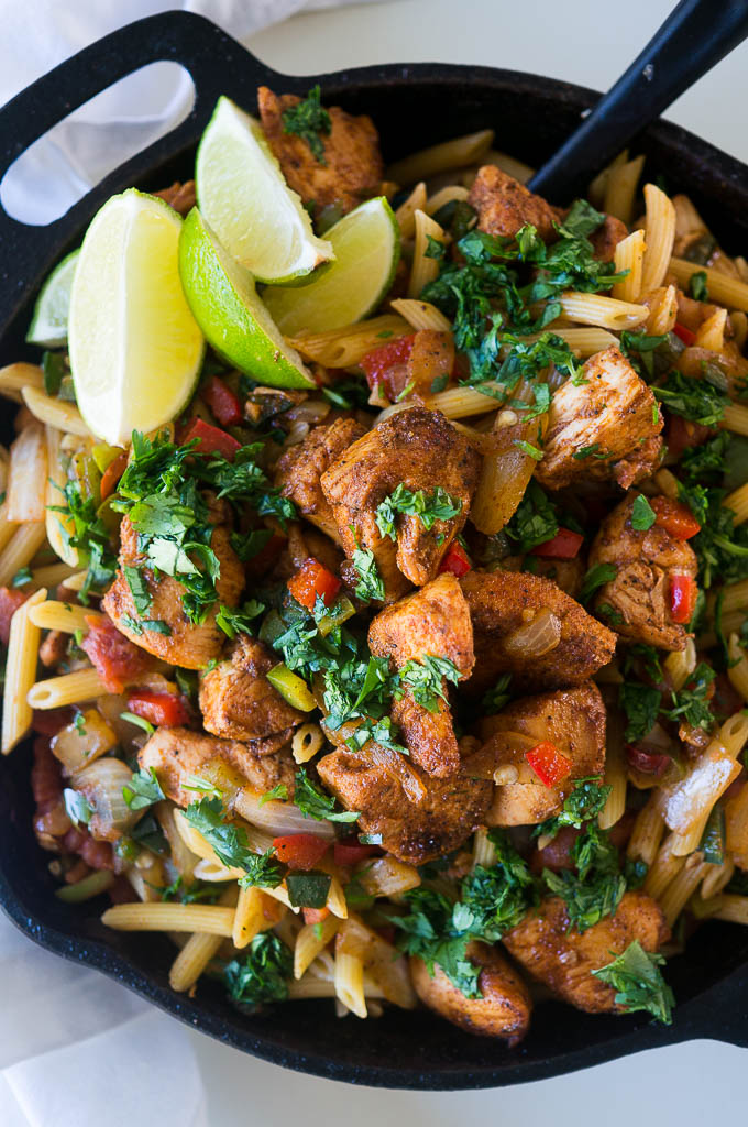 From The New Camp Cookbook, this One-Pan Chicken Fajita Pasta is a crowd pleaser that keeps dishes to a minimum!