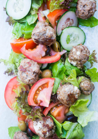 Pressure Cooker Greek Lamb Meatballs with Salad and Tzatziki