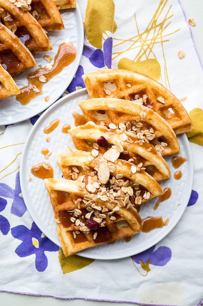 Crispy Waffles with Cinnamon Honey Butter take your everyday waffle batter to a whole new level!