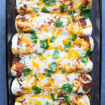 Harvest Veggie and Cheese Enchiladas - full of roasted fall veggies and classic mexican spice! You won't even miss the meat in this one!