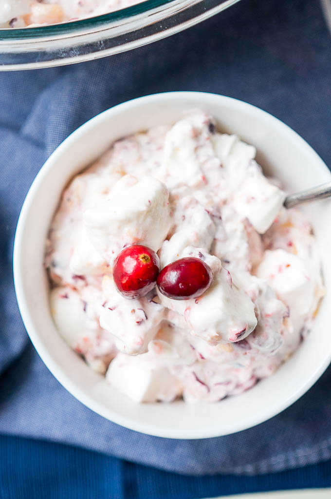 Growing up, Cranberry Fluff was (and still is) my favorite Thanksgiving treat! It goes perfect alongside turkey or as an after-dinner dessert!