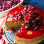 Pressure Cooker Ginger Molasses Cheesecake with cranberry sauce tastes like Christmas summed up in one dessert!