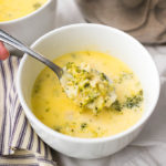 Pressure Cooker 5 Ingredient Broccoli Cheese Soup in 10 minutes is ultra easy and lighter than the traditional version!