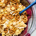 Slow Cooker Garlic Dill Snack Mix is a set it and forget about it party snack that'll keep you munching all night!