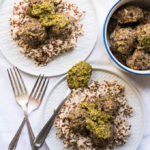 Pressure Cooker Portabello Black Bean Meatballs over rice is really going to surprise your taste buds! My guess is that you won't miss that they're not meat and you'll be loving the flavor punch in each nutritious bite.