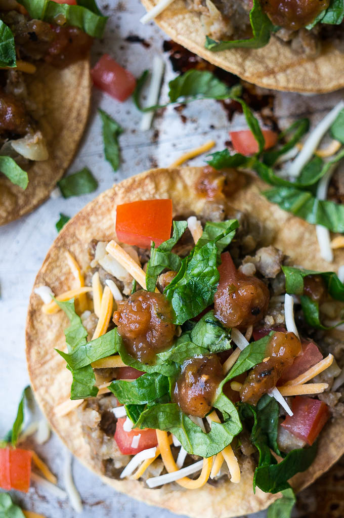 Pressure cooker lentil and cauliflower tostadas are one of my new favorite meatless go-to dinners! Wrap the hearty filling in a soft tortilla or stack it up on a tostada!