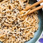 Pressure Cooker Simple Sesame Noodles are basic, sticky, delicious, and perfect for both kiddos and adults!