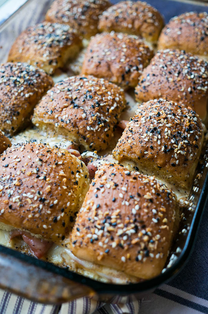 Everything Bagel Ham and Cheese Sliders are perfect for any party, weeknight dinner for the kids, or a pan of goodness to bring to your friend!
