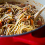 Pressure Cooker Simple Pasta Bolognese is the answer to a savory, hearty sauce of meat and veggies made in under 30 minutes.
