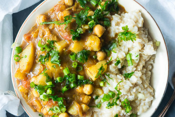 Pressure Cooker Potato and Chickpea Curry