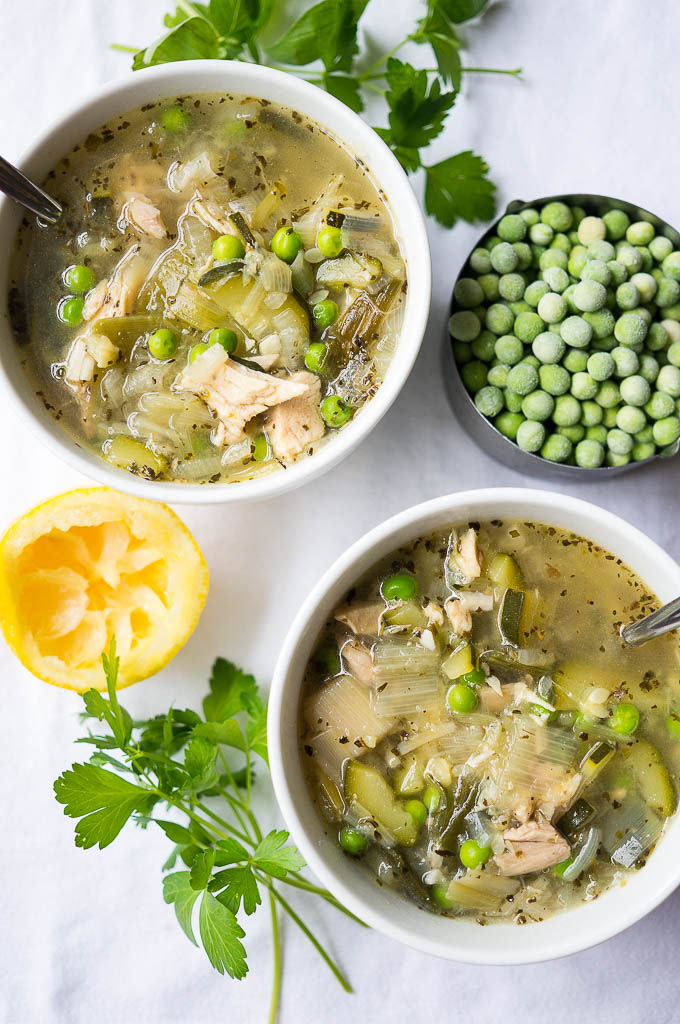 Pressure Cooker Spring Chicken Soup is light, healthy, and full of fresh spring vegetables and herbs.