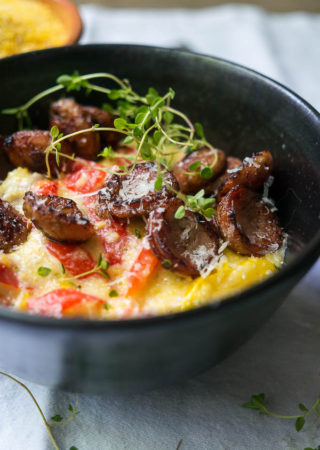 Pressure Cooker Polenta with Sausage and Peppers