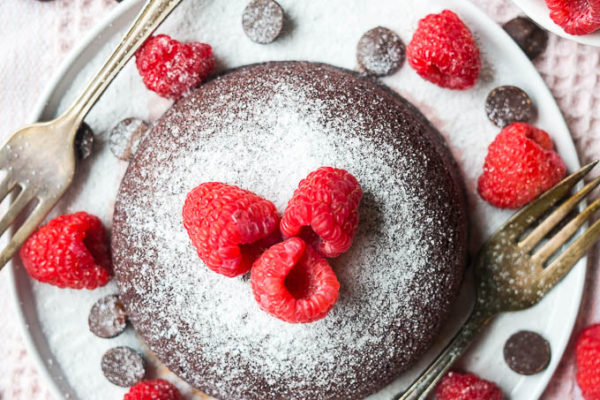 Pressure Cooker Red Velvet Raspberry Molten Cake