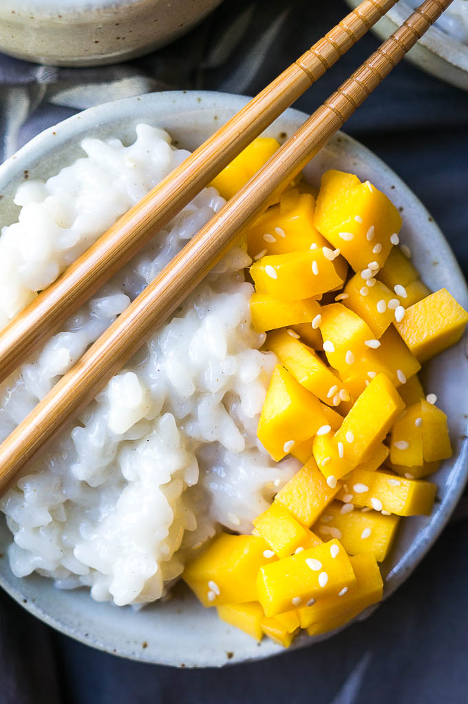 Pressure Cooker Mango Sticky Rice with Coconut Cream - Kitschen Cat